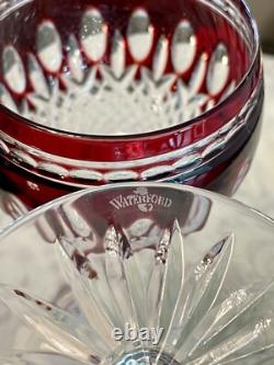MINT Set Of 2 Waterford Crystal CLARENDON RUBY RED 8 Hock Wine Goblets Glasses