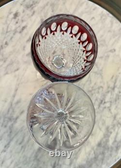 MINT Set Of 2 Waterford Crystal CLARENDON RUBY RED 8 Hock Wine Goblets Glasses