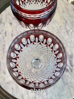 MINT Set Of 2 Waterford Crystal CLARENDON RUBY RED 8 Hock Wine Goblets Glasses