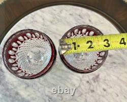 MINT Set Of 2 Waterford Crystal CLARENDON RUBY RED 8 Hock Wine Goblets Glasses