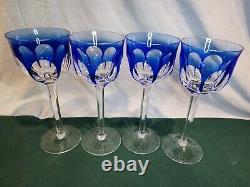 MOSER CRYSTAL MOG11 Hock Wine Glasses, Set of 4, Blue, ALL VERY NICE