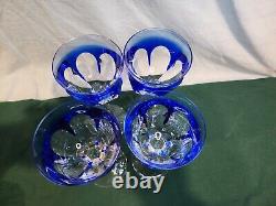 MOSER CRYSTAL MOG11 Hock Wine Glasses, Set of 4, Blue, ALL VERY NICE