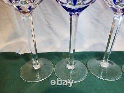 MOSER CRYSTAL MOG11 Hock Wine Glasses, Set of 4, Blue, ALL VERY NICE