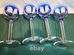 MOSER CRYSTAL MOG11 Hock Wine Glasses, Set of 4, Blue, ALL VERY NICE