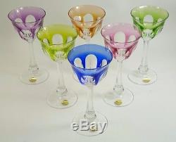 MOSER Crystal LADY HAMILTON Cut Set of 6 Hock Wine Glasses Cut to Clear