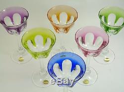 MOSER Crystal LADY HAMILTON Cut Set of 6 Hock Wine Glasses Cut to Clear