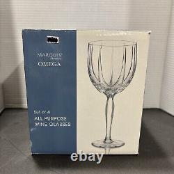 Marquis by Waterford Omega Set Of 4 All-Purpose Wine Glasses With Box & Labels