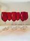 Meridian by Shanon Red Crystal Wine Glasses Set of 6