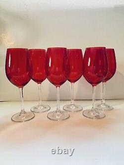 Meridian by Shanon Red Crystal Wine Glasses Set of 6