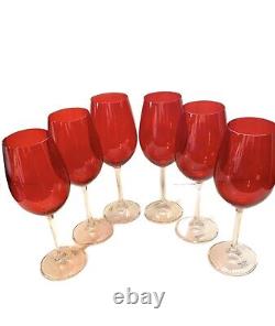 Meridian by Shanon Red Crystal Wine Glasses Set of 6