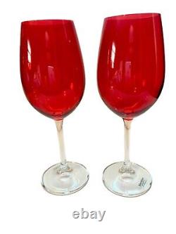 Meridian by Shanon Red Crystal Wine Glasses Set of 6