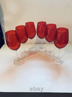 Meridian by Shanon Red Crystal Wine Glasses Set of 6