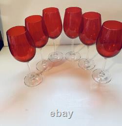 Meridian by Shanon Red Crystal Wine Glasses Set of 6