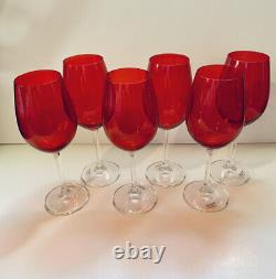 Meridian by Shanon Red Crystal Wine Glasses Set of 6