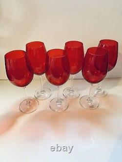 Meridian by Shanon Red Crystal Wine Glasses Set of 6