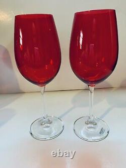 Meridian by Shanon Red Crystal Wine Glasses Set of 6