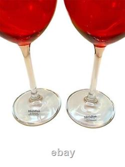 Meridian by Shanon Red Crystal Wine Glasses Set of 6