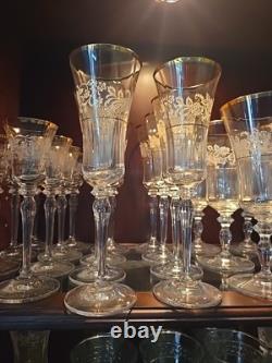 Mikasa Antique Lace Crystal Stemware Set. 7 Water, 8 Wine, 8 Cordials