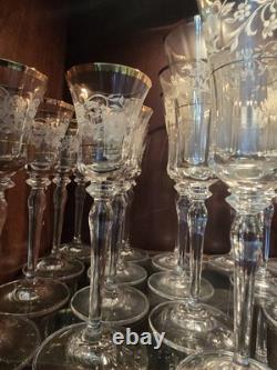Mikasa Antique Lace Crystal Stemware Set. 7 Water, 8 Wine, 8 Cordials