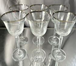 Mikasa Crystal Briarcliffe Double Platinum Rim Wine Water Glass Goblets Set Of 6