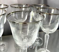Mikasa Crystal Briarcliffe Double Platinum Rim Wine Water Glass Goblets Set Of 6