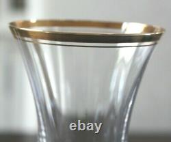 Mikasa Crystal Jamestown Gold 10 Wine Glasses Gold Rim with Ridged Bowl 8-3/4