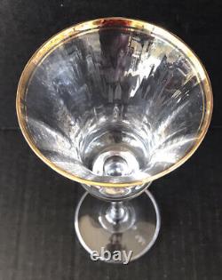 Mikasa Jamestown Crystal Wine Glasses 8 3/4 Set Of 7 Gold Rim