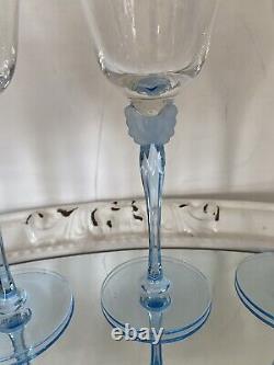 Mikasa Mariposa Blue Butterfly Wine/Water Glasses Goblets Set of 6 Rare