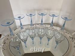 Mikasa Mariposa Blue Butterfly Wine/Water Glasses Goblets Set of 6 Rare