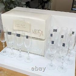 Mikasa (Set of 12) Crystal Sofia Vintage Champagne Flutes New Original Boxes