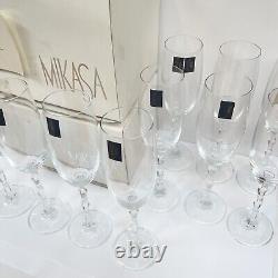 Mikasa (Set of 12) Crystal Sofia Vintage Champagne Flutes New Original Boxes