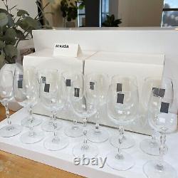 Mikasa (Set of 12) Crystal Sofia Vintage Clear Wine Glasses New Original Boxes