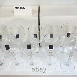 Mikasa (Set of 12) Crystal Sofia Vintage Clear Wine Glasses New Original Boxes