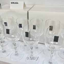 Mikasa (Set of 12) Crystal Sofia Vintage Clear Wine Glasses New Original Boxes