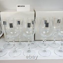 Mikasa (Set of 12) Crystal Sofia Vintage Clear Wine Glasses New Original Boxes