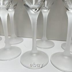 Mikasa (Set of 8) Vintage Alexandra Crystal Wine Glasses Frosted Flower Stem