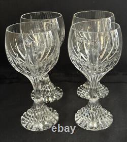 Mint! Set Of 4 Baccarat Crystal Massena 6-1/2 Claret Wine Goblets Glasses