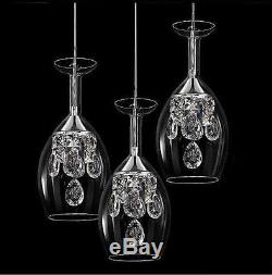 Modern Crystal Wine glass Pendant Lamp LED Light Chandelier Dining Room lighting