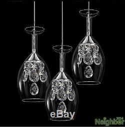 Modern Crystal Wine glass Pendant Light LED Chandelier Lamp Dining Room lighting