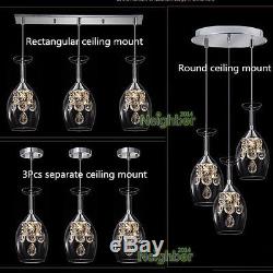 Modern Crystal Wine glass Pendant Light LED Chandelier Lamp Dining Room lighting
