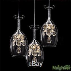 Modern Crystal Wine glasses Chandelier Ceiling Lights Pendant Lamp LED Lighting
