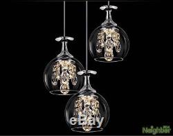 Modern Crystal Wine glasses Chandelier Hanging lights Pendant Lamp LED Lighting