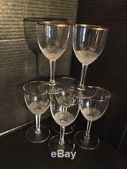 Moser Crystal Royal Pattern, Set Of 6 Clear Claret Wine Glass Diamond Cut
