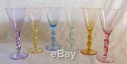 Moser Lead-free Crystal Decanter & 6 Colour Red Wine Glasses=OPHELIA=Czech Rep