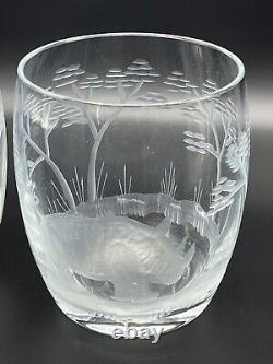 Moser Rowland Ward Safari Crystal Stemless Wine Or Whiskey Glass Rhinoceros READ