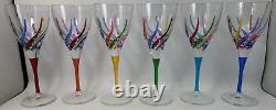 Murano Carnevale Wine Glasses Set Of Six Hand Painted Crystal Wine Glasses