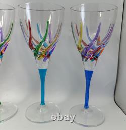 Murano Carnevale Wine Glasses Set Of Six Hand Painted Crystal Wine Glasses