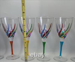 Murano Carnevale Wine Glasses Set Of Six Hand Painted Crystal Wine Glasses