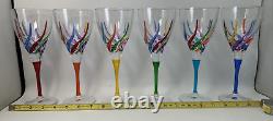 Murano Carnevale Wine Glasses Set Of Six Hand Painted Crystal Wine Glasses