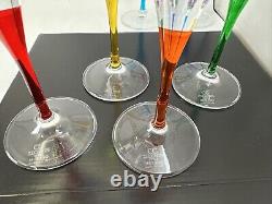 Murano Carnevale Wine Glasses Set Of Six Hand Painted Crystal Wine Glasses